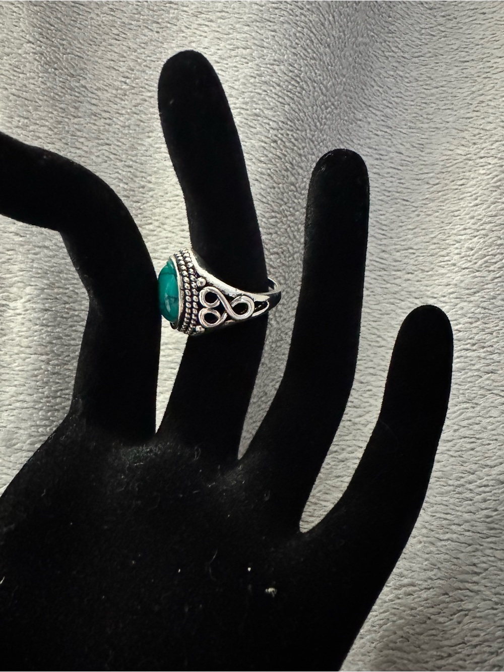 Turquoise Cabochon Silver-Tone Ring - Vibrant Teal Accent - Picture 2 of 2